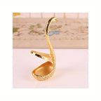 Elegant Swan Cutlery Set Silver Metal Forks and Spoons with Storage Base Decorative Tableware for Dining Room Gift Valentine Christmas Mother Day