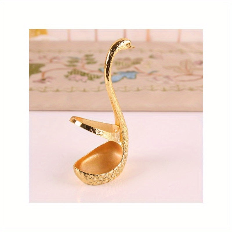 Elegant Swan Cutlery Set Silver Metal Forks and Spoons with Storage Base Decorative Tableware for Dining Room Gift Valentine Christmas Mother Day