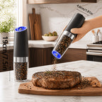 Electric Salt and Pepper Grinder Set 2-Pack - Automatic Battery-Powered Mill with LED Light, Adjustable Coarseness, Large Capacity for Home Kitchen & BBQ - Great Father's Day & Birthday Gift