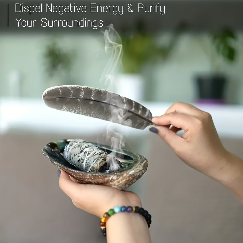 White Sage Smudge Kit with Palo Santo Sticks Abalone Shell Smudging Feather Crystal Stones Spiritual Cleansing Home Decor Gift Set