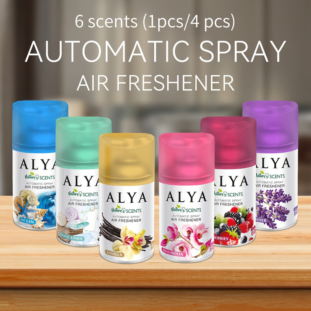 Automatic Spray Air Freshener Refill 8.45 oz 6 Scents 1-Pack and 4-Pack Odor Fighting for Home Bathroom Closet Car Office Fabric Lavender Magnolia Ocean Vanilla