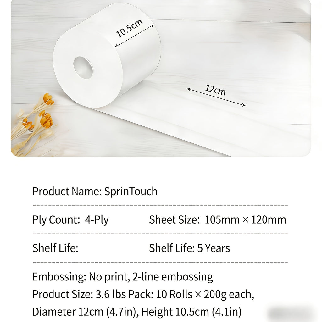 Ultra Soft Toilet Paper 4-Ply Thick Undyed Tissue Rolls, No Lint No Crumbs, Premium Bathroom Tissue for Home Hotel Office, Available in 1, 2 & 6 Roll Packs