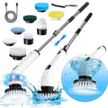 9-in-1 USB Rechargeable Electric Rotating Cleaning Brush – 8 Brush Heads + Gap Brush, 2-Hour Runtime, Telescopic Handle for Bathtub, Tile, Floor & Car