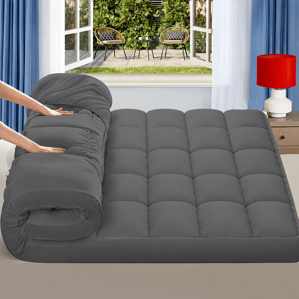 Quilted Pillow Top Mattress Topper - Ultra Soft Cooling Mattress Pad for Deep Beds, 450G/900G/1200GSM Fill, Twin Full Queen King Cal King, White Gray Green