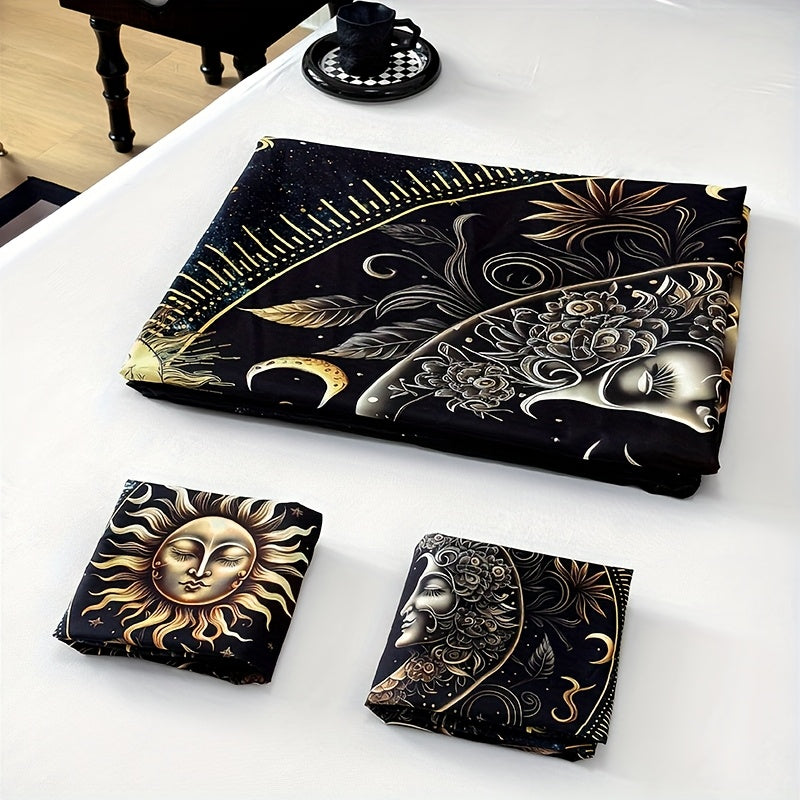 Celestial Sun Moon Duvet Cover Set 3 Piece - Soft Breathable Galaxy Planet Print Bedding Twin Full Queen King Dorm Bedroom No Insert