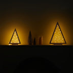 Wooden Desktop Mini Light Tree Set – Decorative LED Holiday Trees for Home, Office & Shelf Displays, Reusable, 2 to 6-Piece Sets