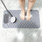 Non-Slip PVC Bath Mat with Massage Buttons, Polka Dot Pattern Shower Safety Mat, 0.35" Thick Rectangular Bathroom Mat – Dark Gray & Green