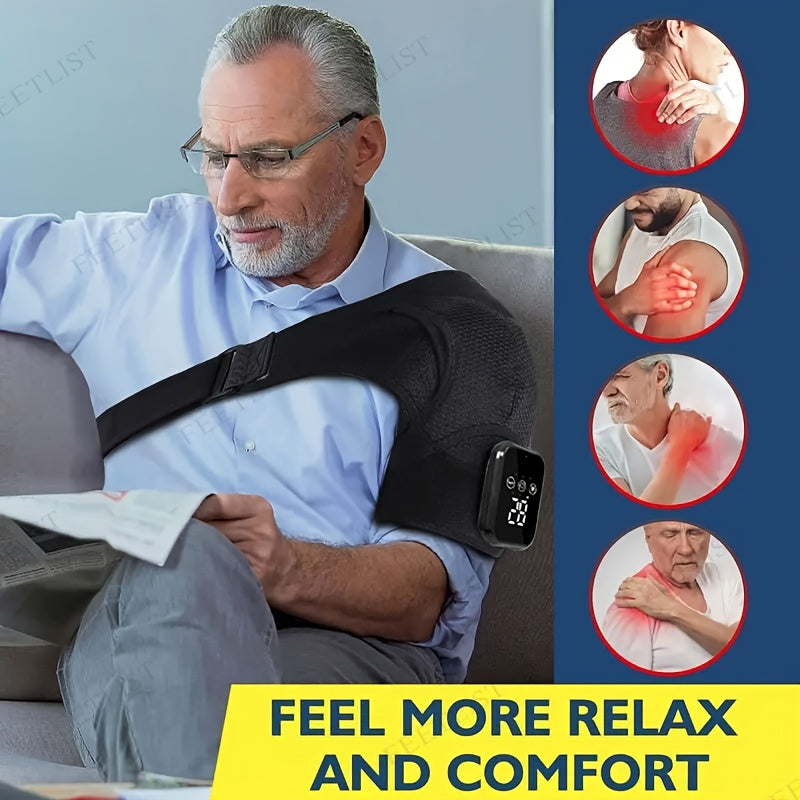 Heated Shoulder Wrap Massager with 3 Adjustable Heat Levels – Wearable Shoulder Heating Pad & Brace Support for Shoulder, Leg & Arm Warmth, Winter Comfort Gift for Parents