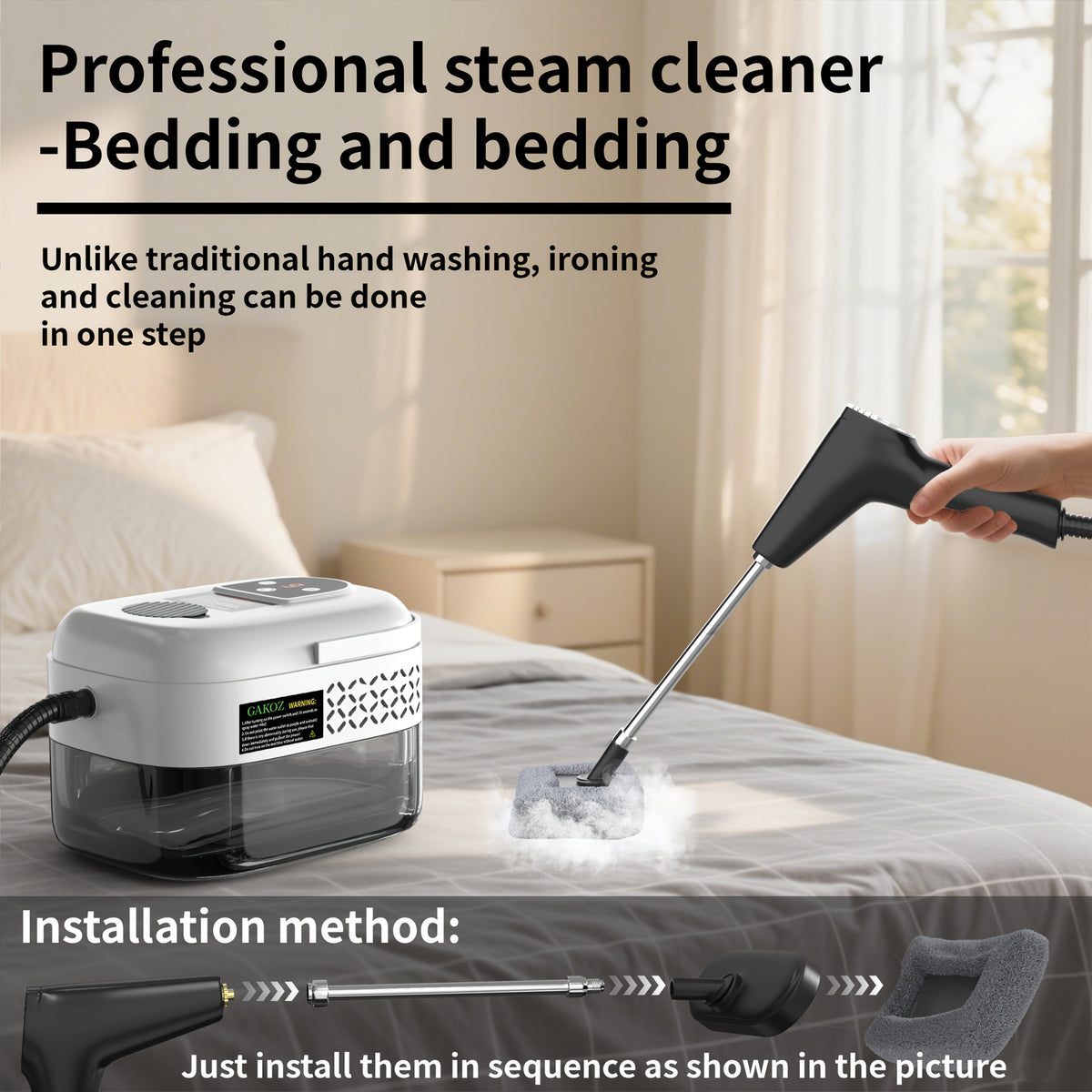 Handheld High-Pressure Steam Cleaner – High-Temperature, LCD Display, Multi-Speed Control | Carpet, Kitchen, Sofa & Tile Cleaning