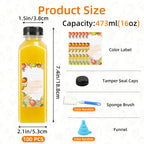 Plastic Juice Bottles with Caps 12oz 16oz Bulk Set 100 118 142 Pcs - Empty Bottles with Labels Funnel & Brush for Juice Smoothie Tea Coffee Party | Nuvia Haven