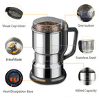 Electric Coffee Bean Grinder 300W 400g/14oz, 8-Blade Stainless Steel, One-Touch Button, Grinds Up to 36 Cups in 10 Seconds – Also for Spices, Grains & Nuts
