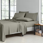 Bamboo Blend Cooling Sheet Set 6-Piece 2000 Thread Count Satin | Deep Pocket 16" Hypoallergenic Breathable Bed Sheets, Twin Full Queen King Cal King, 20 Colors