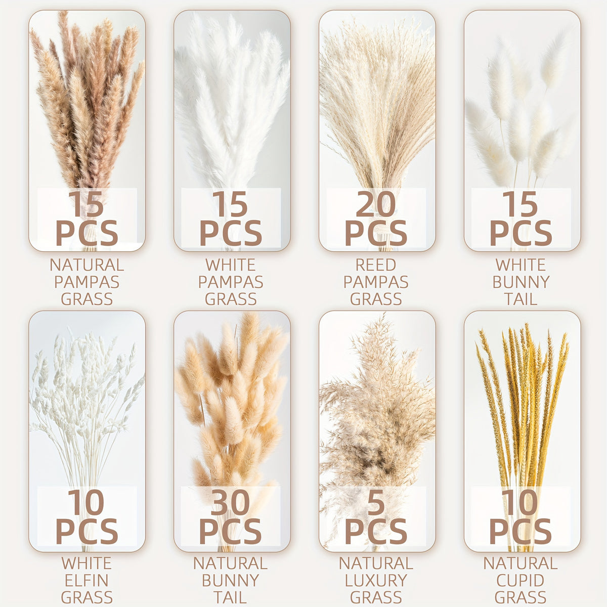 Pampas Grass Decor Bouquet 120pcs Natural Dried Boho Floral Arrangement | Rustic Centerpiece for Wedding Table Decor, Living Room, Boho Home Decor & Farmhouse Aesthetic