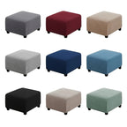 Stretch Ottoman Footstool Cover Elastic Square Slipcover – Grip Polyester Stretch Protector with Elastic-Band Closure, Machine Washable Footstool Cover for Home & Office, 1pc