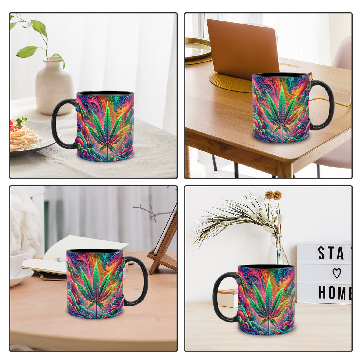 Psychedelic Print Ceramic Coffee Mug 11oz – Vibrant Abstract Art Design Cup for Coffee, Tea & Hot Chocolate | Unique Gift for Friends, Office & Home