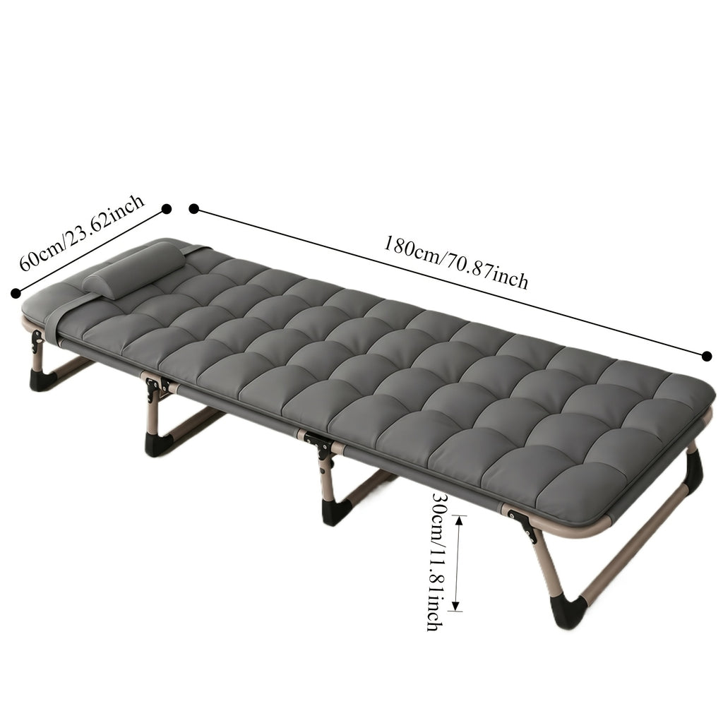 Foldable Bed Frame with Mattress | Stainless Steel Frame, Adjustable Headboard, No Assembly Required – Guest Room & Small Space Folding Bed, Retro Modern Style