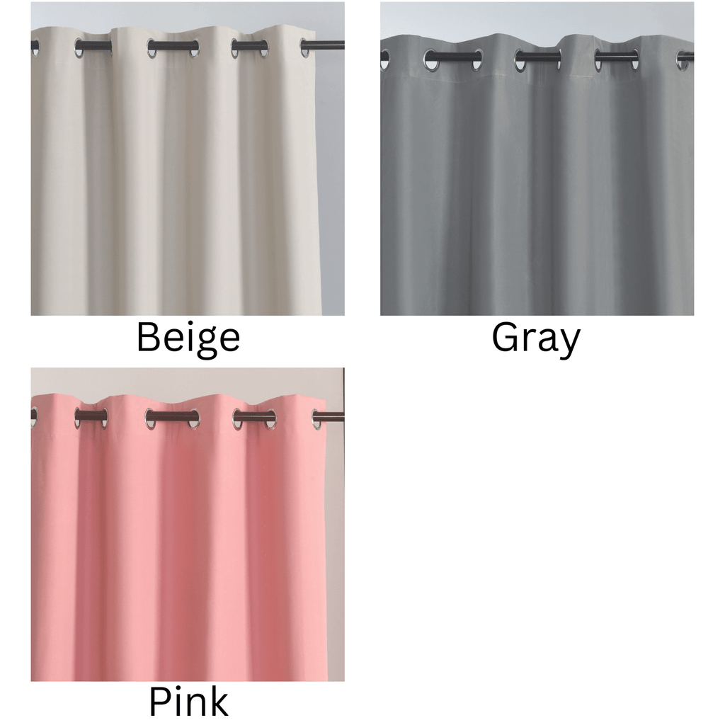100% Blackout Solid Color Grommet Curtains 2 Panels - Lightweight Thermal Insulated Noise Reducing Light Blocking Drapes in Gray Beige Pink, 52W x 63 84 96 Inch, Bedroom Living Room