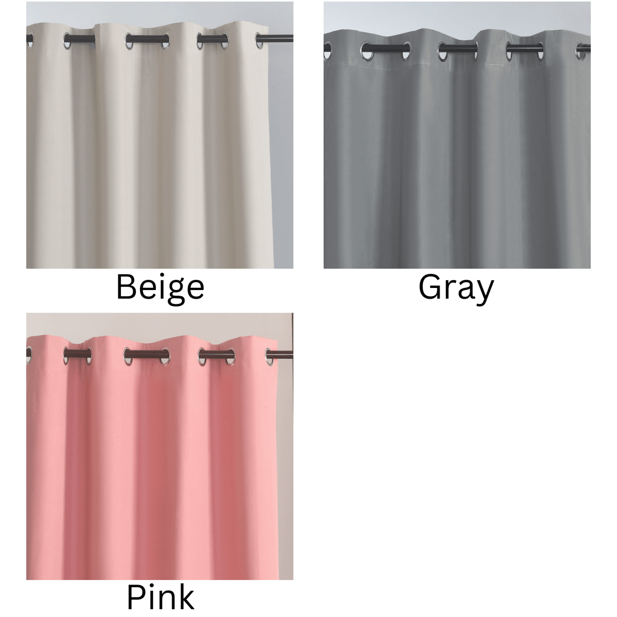100% Blackout Solid Color Grommet Curtains 2 Panels - Lightweight Thermal Insulated Noise Reducing Light Blocking Drapes in Gray Beige Pink, 52W x 63 84 96 Inch, Bedroom Living Room