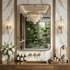 Metal Framed Rounded Rectangle Wall Mirror for Bathroom – Over Sink, Horizontal or Vertical Hanging, Modern Farmhouse Decor, Matte Black, Gold & Silver, Multiple Sizes 16x20 to 36x48 In