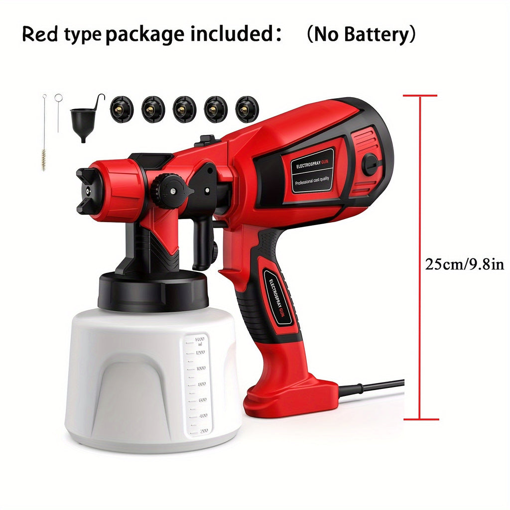 HVLP Electric Airless Paint Sprayer Gun with 3 Spray Patterns 27oz Container for House Walls Fence Furniture Cabinets Doors Car DIY Projects – Easy Clean Cordless Electric Spray