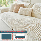 Bohemian Plush Sofa Pad Slipcover – Modern Luxury Faux Fur Non-Slip Couch Cover, All Season Machine Washable Pet Friendly Soft Seat Cushion Protector for Living Room Bedroom Office Home Decor
