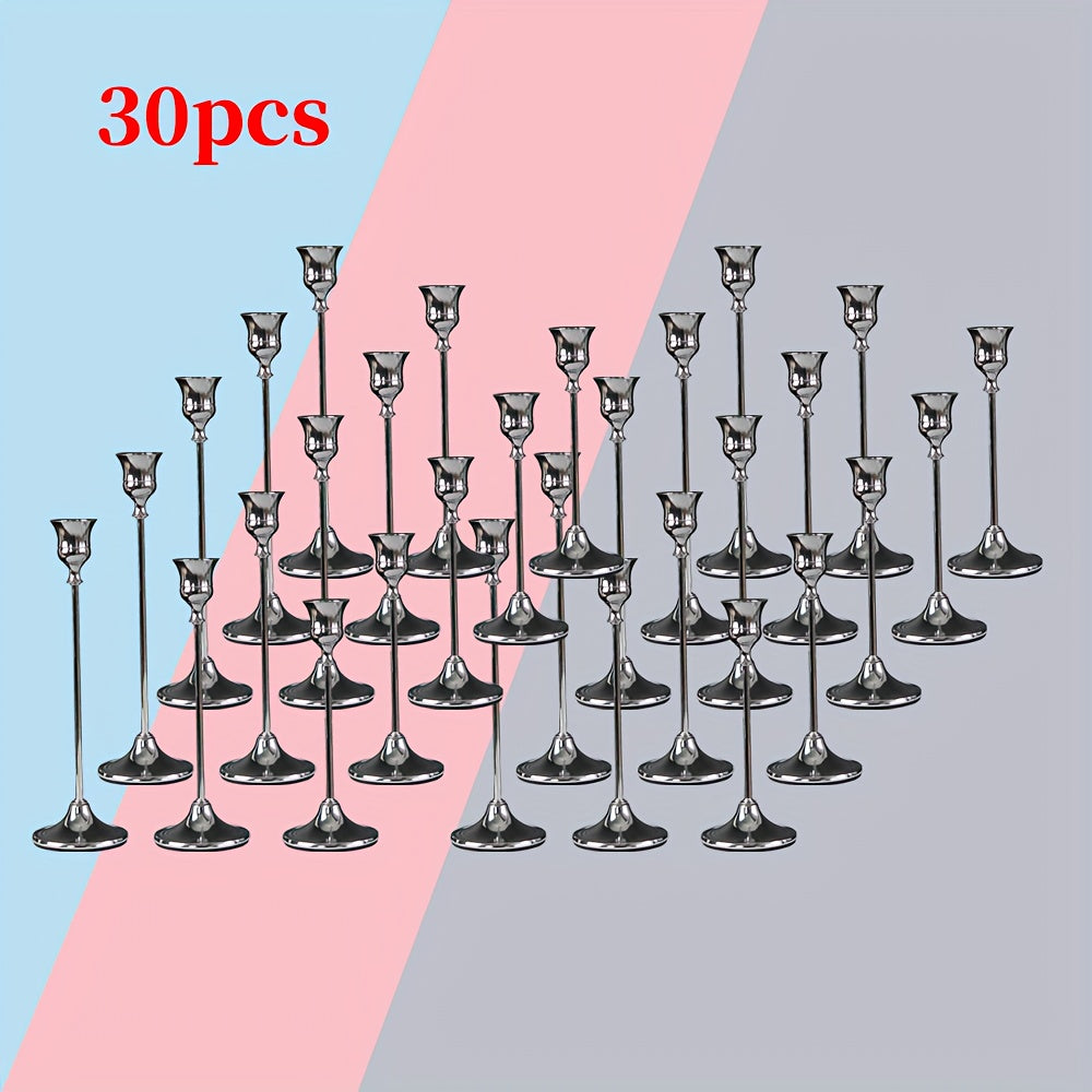 Copper Taper Candle Holders Set 30/36/48 Pcs Retro Minimalist Candlestick for Dining Table Wedding Birthday Christmas Fireplace Home Decor