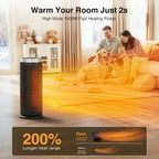 Space Heater Portable Ceramic Indoor with Thermostat 24H Timer 2-Second Fast Heat LED Display Rotary Switch HD 15-Inch Options Heating Fan Mode Home Office Dorm Room Small Heater