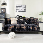 Faux Lamb Fluffy Sofa Cover Modern Gradient – Thick Plush Pet-Friendly Polyester Sofa Protector, Machine Washable 450-500g Fabric for Single, Double, Triple & Combination Sofas