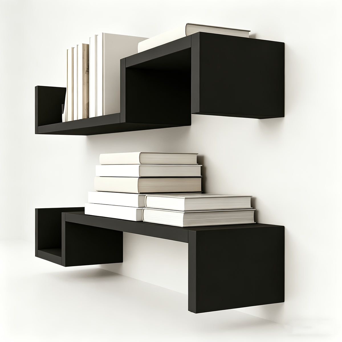 Floating Wall Shelves 22.8" – Set of 2 Creative Wall-Mounted Display Shelves with Reinforcement Plate, Heavy-Duty Bearing, Easy Install for Bedroom, Living Room, Bathroom & Kitchen