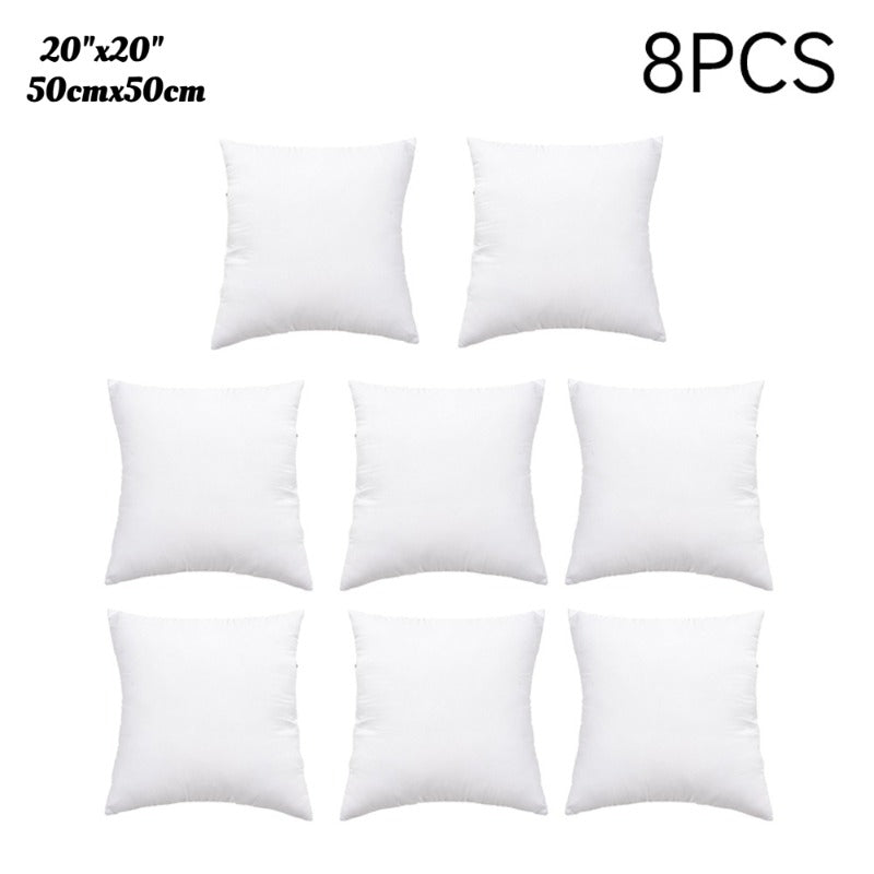 Square Cushion Inserts 8 Pack – Hollowfiber Filled Deep Fill Pillow Pads, 400g Each, Cozy Fluffy Plump Inner Inserts for Sofa, Bed & Home, 18x18 or 20x20 Inch