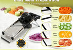 Adjustable Mandoline Slicer with 5 Thickness Settings – Stainless Steel Vegetable Slicer & Grater for Onion, Potato, Carrot, Cheese & Fruit – Professional Kitchen Tool, Optional Cut-Resistant Gloves