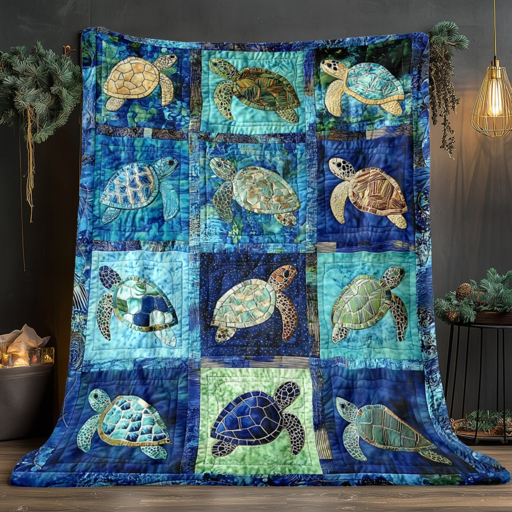 Turtle Print Flannel Throw Blanket – Soft Lightweight Digital Print Ocean Turtle Design, 3 Sizes for Sofa Bed Chair Home Decor & Travel
