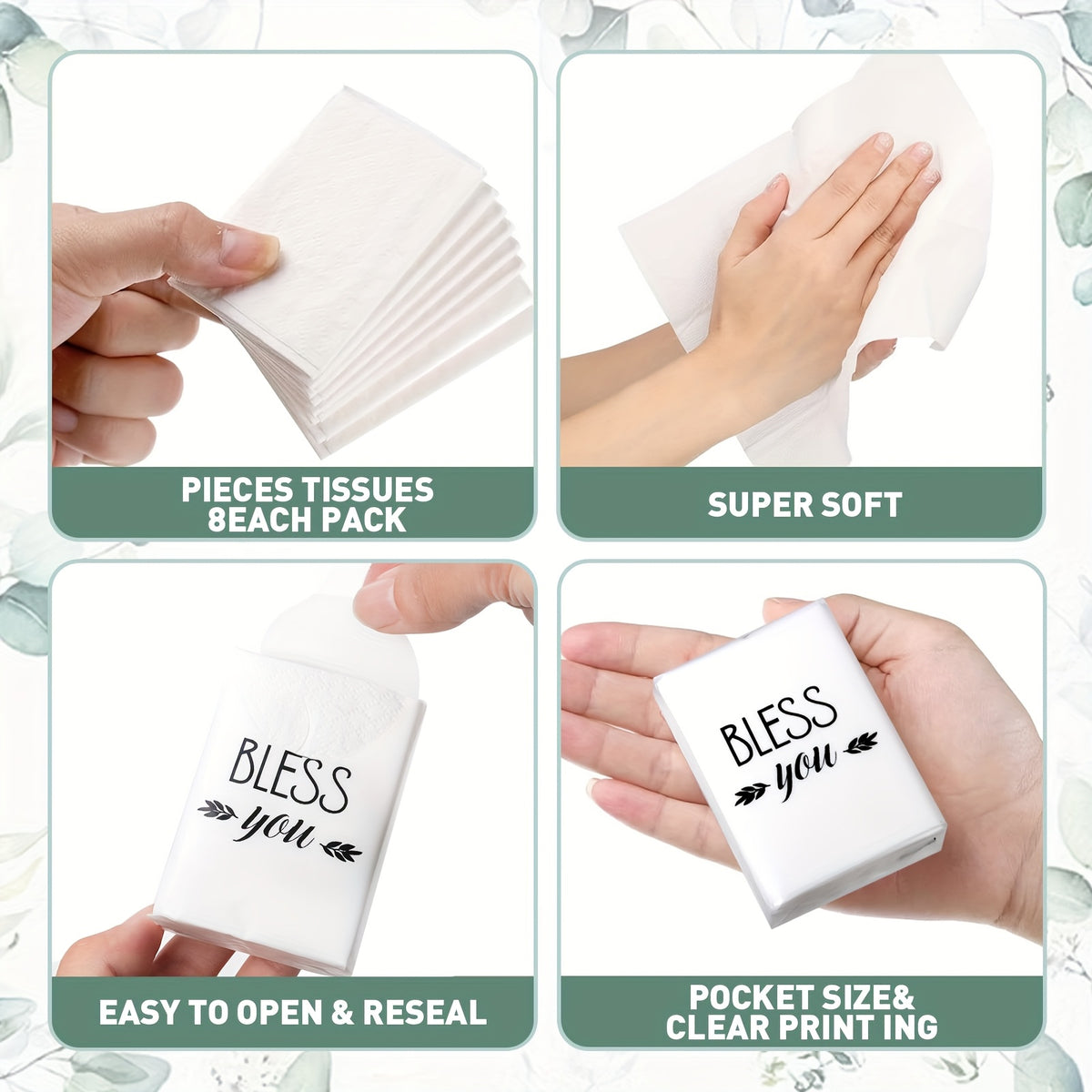 Christian Pocket Tissues Bulk 120 Pack 3-Ply Bible Verse Travel Facial Tissues for Church Supplies, Religious Party Favors, Teacher Gifts, Christmas, Thanksgiving & Back to School Events