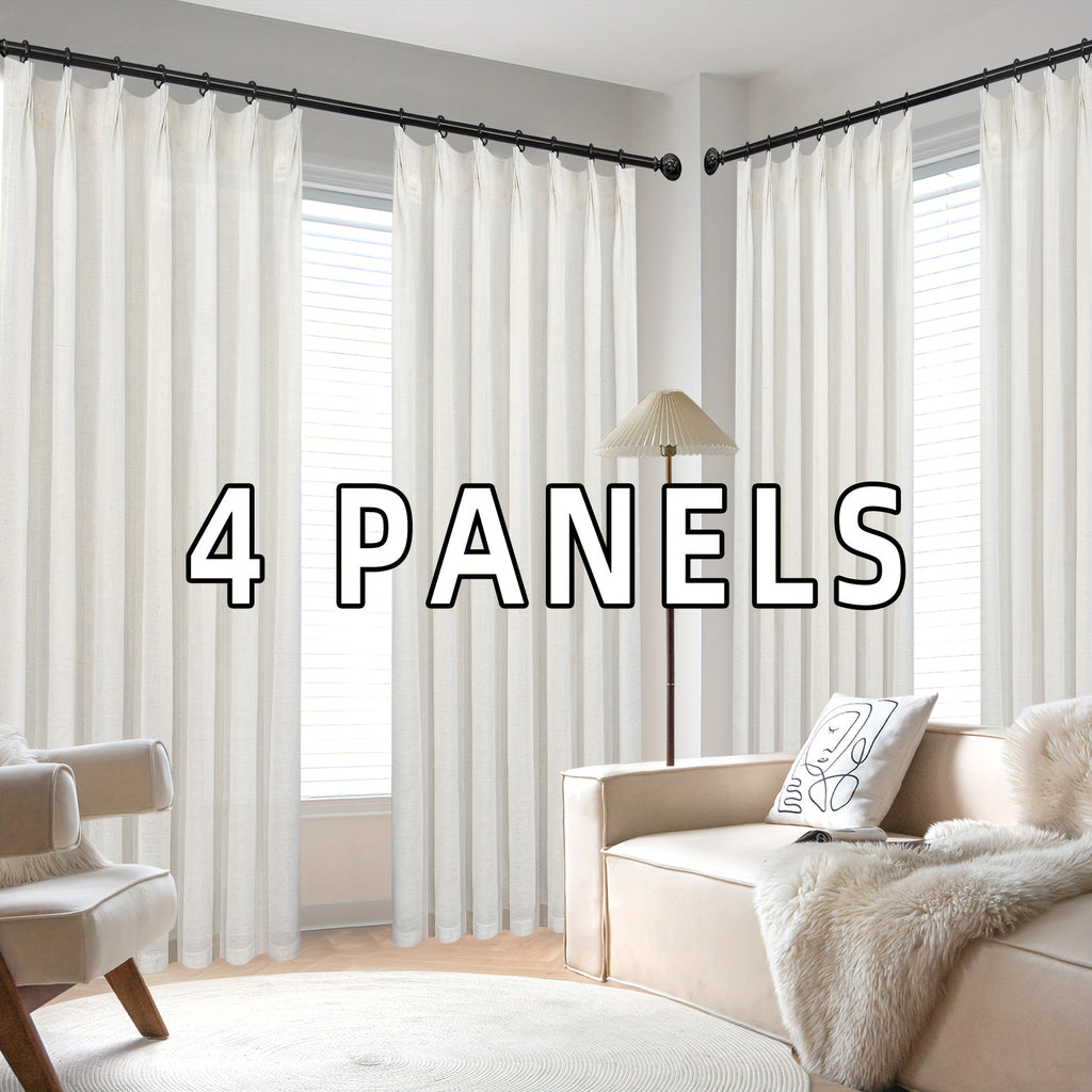 Pinch Pleated Textured Semi-Sheer Curtains – Farmhouse & Modern Rustic, Back Tab | Living Room & Bedroom | 2 Colors, 12 Sizes | Packs of 2 & 4 | Nuvia Haven