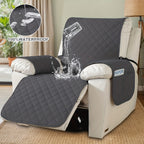 Recliner Chair Cover Waterproof Non-Slip, Oversized Recliner Slipcover with Side Pocket & Elastic Straps, Washable Furniture Protector for Dogs & Pets, Warm Cozy Chair Cover, 1 Piece