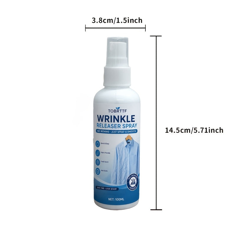 Wrinkle Remover Spray for Clothes 3.38oz, No-Iron Fabric Refresher & Wrinkle Release Spray, Quick Smoothing Clothing Care for Travel, Business, Dress Shirts, Suits & Everyday Fabrics