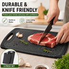 Cutting Board Set 3pcs, Non-Slip Kitchen Chopping Boards with Juice Groove, Dishwasher Safe, Durable BPA-Free Boards for Meat, Vegetables & Fruit, Kitchen Essential & Great Housewarming Gift