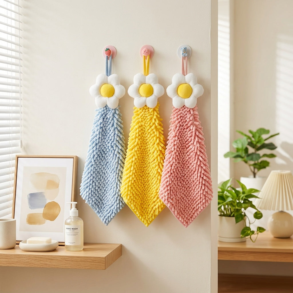 Floral Hand Towel Set 3 Piece – Super Soft Cute Botanical Print Towels for Kitchen & Bathroom | Absorbent Hand Wiping & Home Cleaning Towels