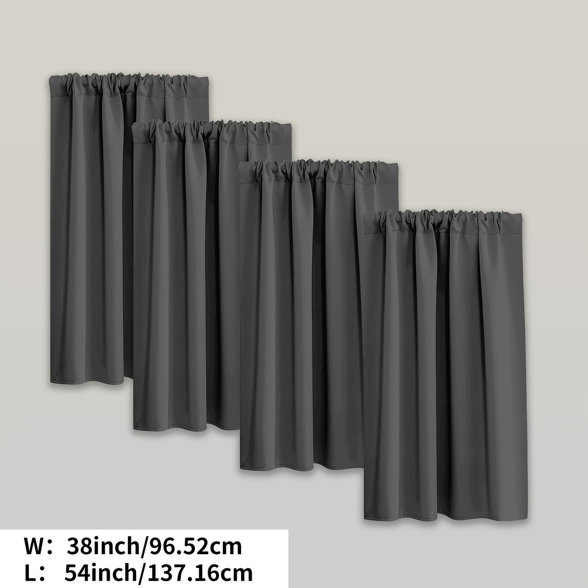 Blackout Curtains Rod Pocket 4 Panels - Thermal Insulated Room Darkening Noise Reducing Matte Drapes for Bedroom Living Room Office, 9 Colors 11 Sizes