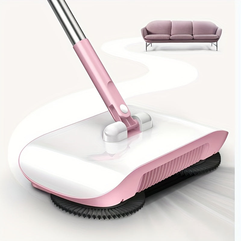 Hand-Push Floor Sweeper with Dustbin – All-in-One Manual Broom & Dustpan Set, No Power Needed, Lightweight Household Cleaning Machine for Hardwood, Tile & Laminate Floors, Lazy-Friendly Design