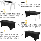 Spandex Fitted 6FT Tablecloth for Rectangular Tables – Wrinkle-Resistant Elastic Table Cover for Parties, Weddings, Trade Shows & Events – 2/4/8/12-Pack in Black, White & Light Yellow