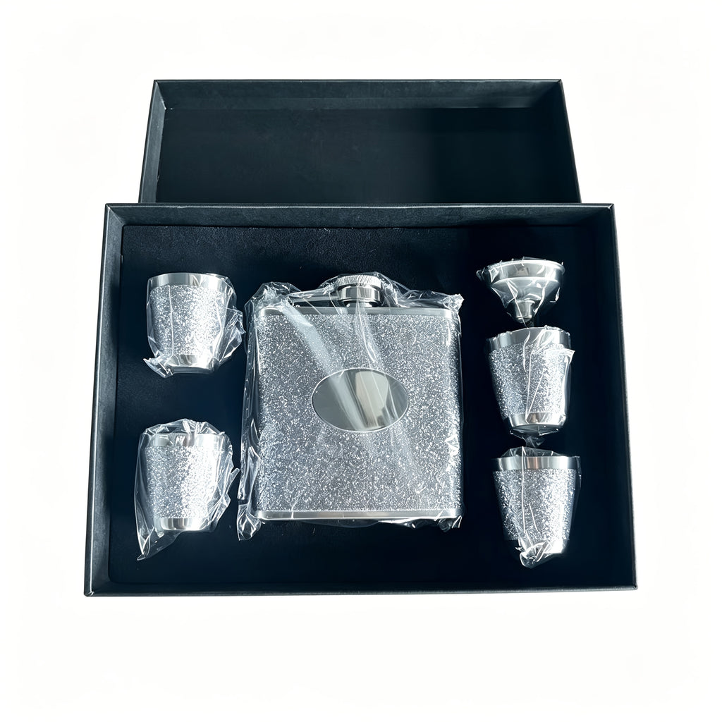 Whiskey Bottle Gift Set with Leather Case for Women – 6oz Stainless Steel Flask, 4 Glasses & Filter, Holiday Christmas Valentine's Day Gift for Girlfriend, Mom & Bar Lovers