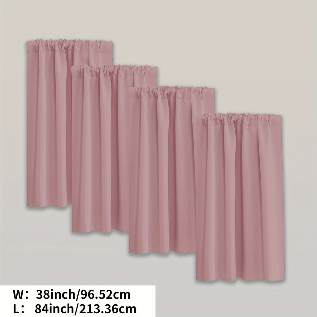 Blackout Curtains Rod Pocket 4 Panels - Thermal Insulated Room Darkening Noise Reducing Matte Drapes for Bedroom Living Room Office, 9 Colors 11 Sizes