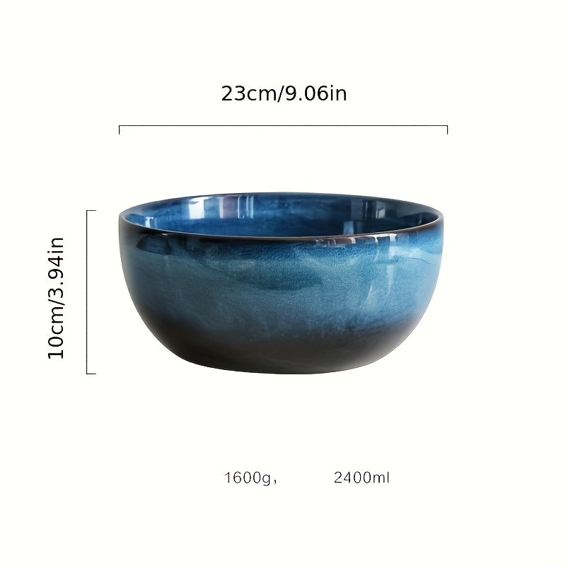 Extra Large Ceramic Bowl Set 2 Pack 81oz Dark Blue – Stylish Durable Bowls for Salad, Noodles & Ramen – Perfect for Home Kitchen, Restaurant & Hotel