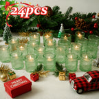 Glass Votive Candle Holders Bulk Set 6/12/24pcs – Shimmering Multi-Hued Hurricane Glass for Wedding, Christmas, Thanksgiving, Valentine’s Day & Holiday Party Tabletop Decor