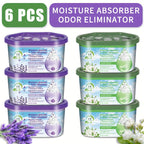 Dehumidifier Boxes 6-Pack Scented Moisture Absorber & Odor Eliminator – No Electricity, Compact PVC, 4 Scents for Closet, Bathroom, Bedroom, RV & Boat (Lavender, Fresh Linen, Jasmine, Bamboo Charcoal)