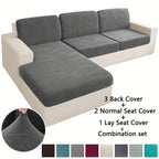 Leaf Jacquard Sofa Cover Set of 6 – High Elasticity Concubine-Style Sofa Cushion Cover with Elastic Band, Easy Install Removable Washable Furniture Protective Cover, Valentine's Day Home Decor