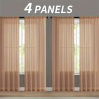 Sheer Gauze Curtains 4 Panels Rod Pocket – Dreamy Transparent Light Filtering Window Drapes for Living Room Bedroom Balcony, 11 Colors 3 Sizes