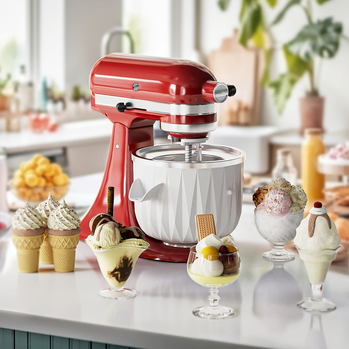 Ice Cream Maker Attachment for KitchenAid Stand Mixer | 2-Quart Frozen Yogurt, Ice Cream, Sorbet & Gelato Maker | Compatible with KitchenAid 4.5 Qt & Larger
