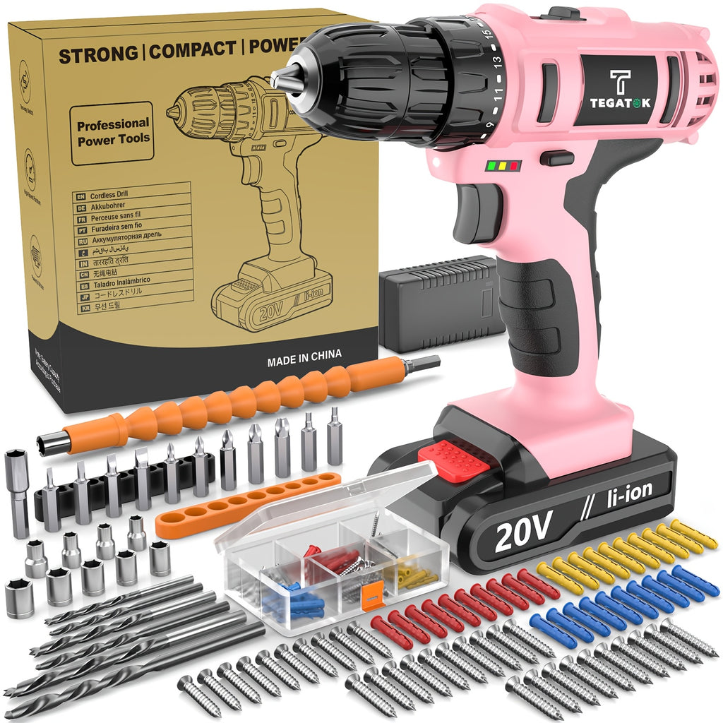 20V Cordless Drill Tool Set 30 88 136 148 Piece Electric Drill Toolbox Kit Rechargeable with Battery Hand Tools Pliers Bits for Home Repair Men Gift